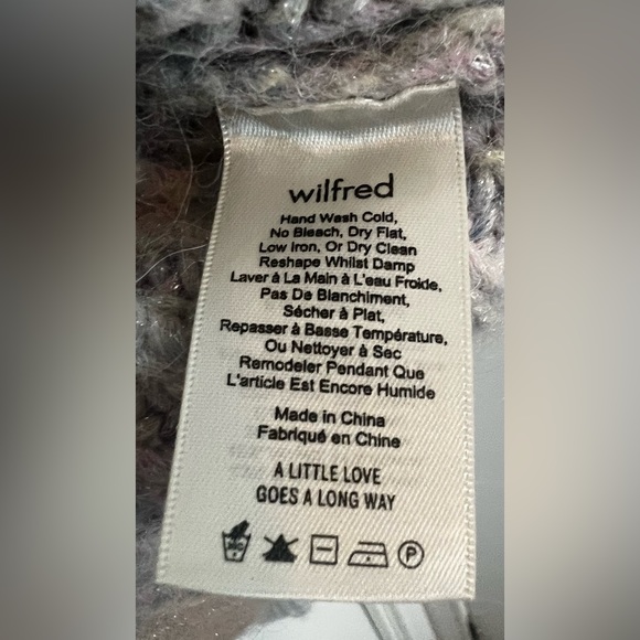 Aritizia Wilfred Cropped Knit Poesy Cardigan - Cotton Candy sparkly - Size Small - Picture 5 of 6